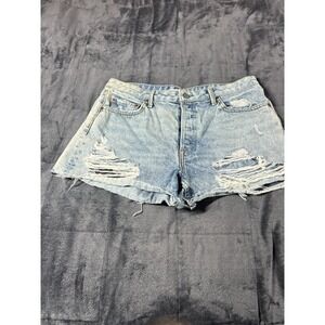 Grlfrnd Helena Heavily Distressed Women's Jean Shorts‎ Size 30 happy Boho